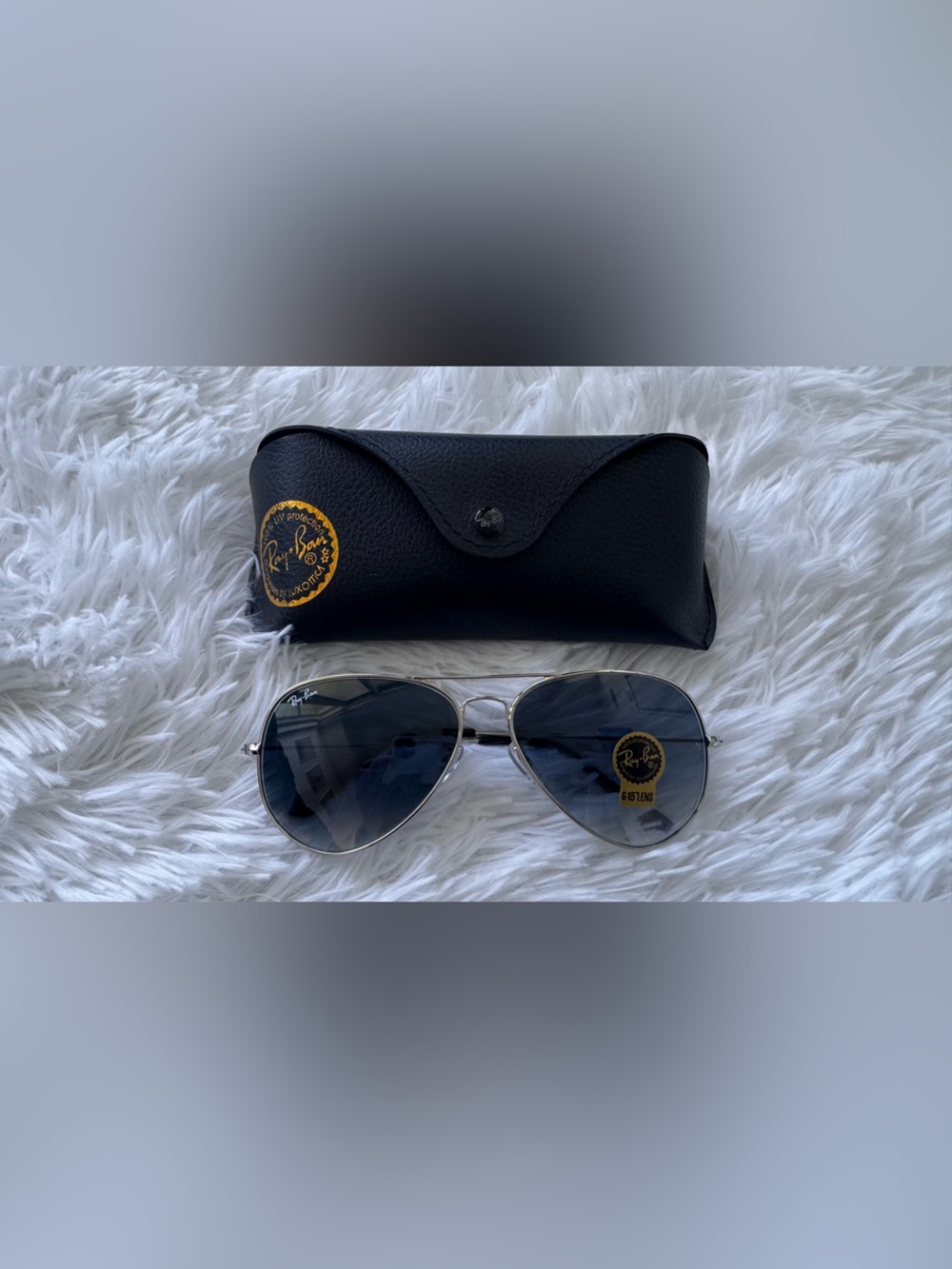 Ray-Ban Silver Aviator Sunglasses with Black Lenses